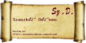 Szaszkó Dénes névjegykártya