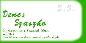 denes szaszko business card